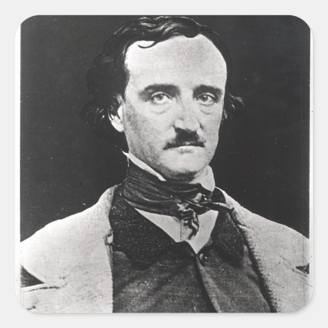 Portrait von Edgar Allan Poe Quadratischer Aufkleber (Vorderseite)