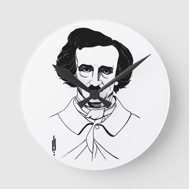 Portrait von Edgar Allan Poe Runde Wanduhr (Vorderseite)