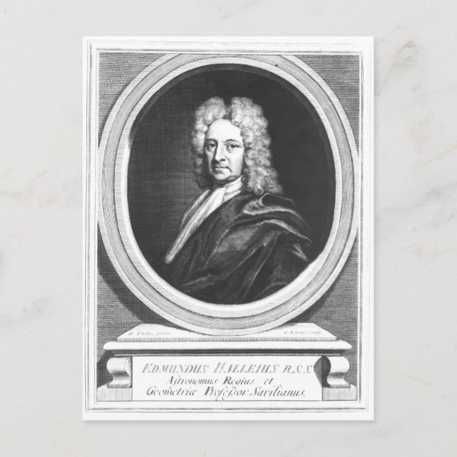 Portrait von Edmond Halley Postkarte (Vorderseite)