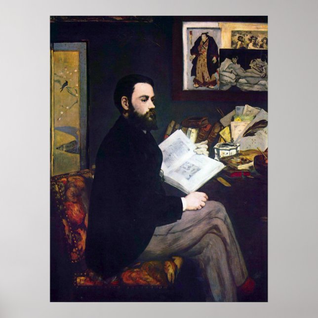 Portrait von Edouard Manet über Emile Zola Poster (Vorne)