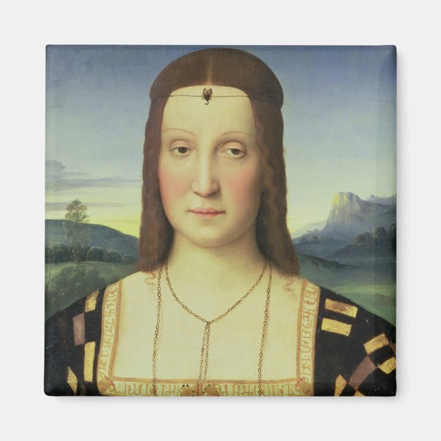 Portrait von Elizabeth Gonzaga, c.1504 (Öl auf Sch Magnet (Vorne)