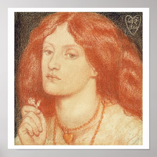 Portrait von Elizabeth Siddal (1834-62), 1860 (rot Poster (Vorne)