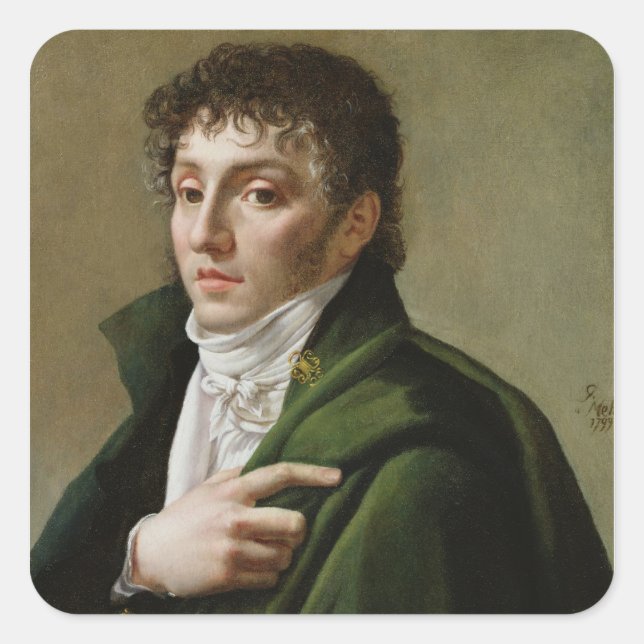 Portrait von Etienne-Henri Mehul 1799 Quadratischer Aufkleber (Vorderseite)