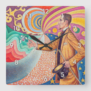 Portrait von Felix Feneon, Signac Quadratische Wanduhr