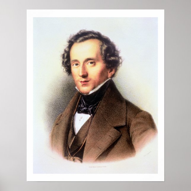 Portrait von Felix Mendelssohn (1809-47) (litho) Poster (Vorne)