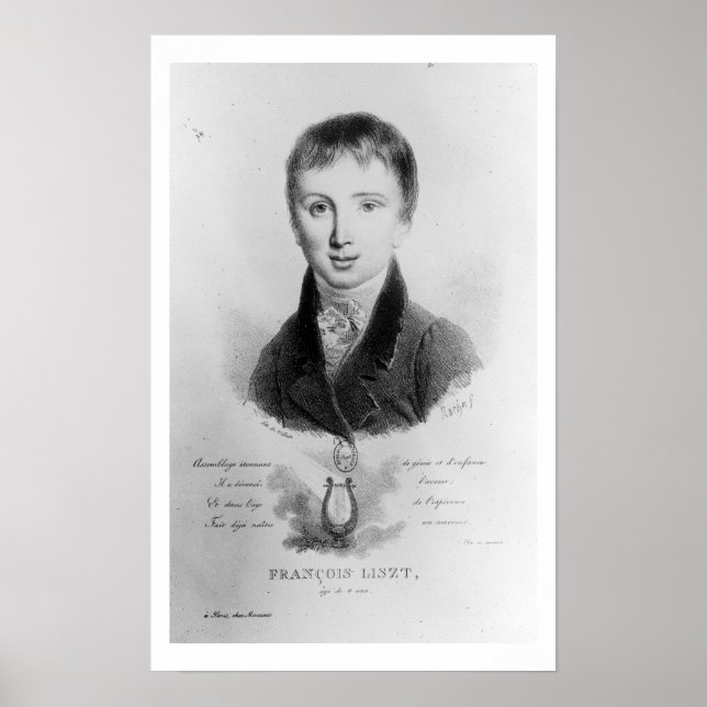 Portrait von Franz Liszt (1811-86) im Alter von 11 Poster (Vorne)