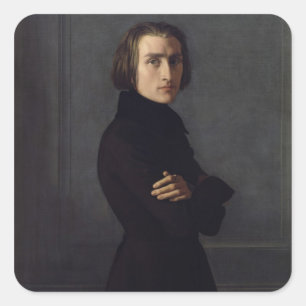 Portrait von Franz Liszt 1839 Quadratischer Aufkleber