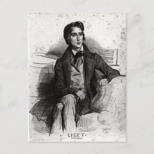 Portrait von Franz Liszt August 1832 Postkarte (Vorderseite)