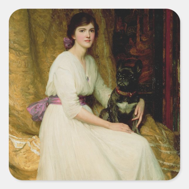 Portrait von Frau Dorothy Dicksee Quadratischer Aufkleber (Vorderseite)