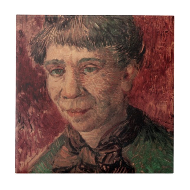 Portrait von Frau Madame Tanguy, Vincent van Gogh Fliese (Vorderseite)