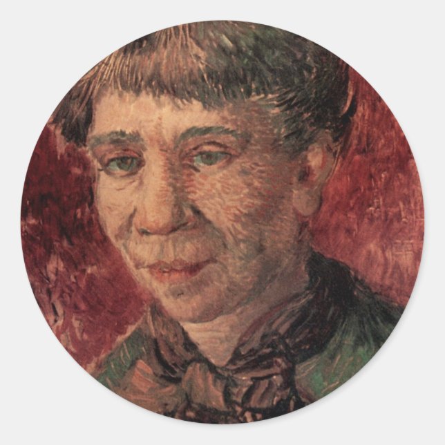 Portrait von Frau Madame Tanguy, Vincent van Gogh Runder Aufkleber (Vorderseite)