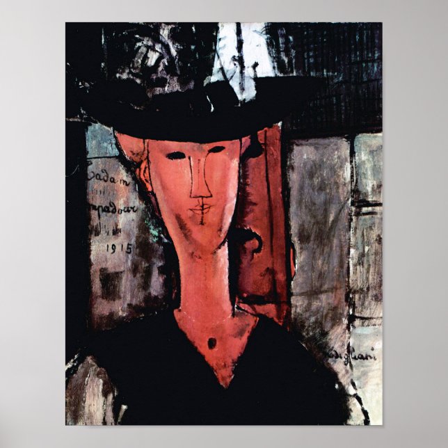 Portrait von Frau Pompadour, Modigliani Poster (Vorne)