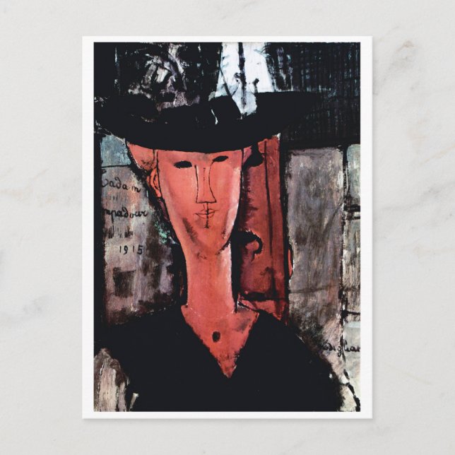 Portrait von Frau Pompadour, Modigliani Postkarte (Vorderseite)