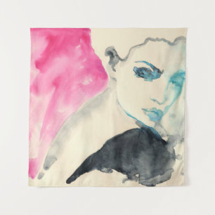 Portrait von Frauen: Aquarellbilder Wandteppich
