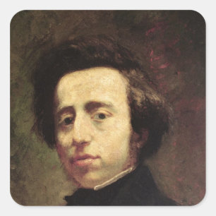 Portrait von Frederic Chopin 2 Quadratischer Aufkleber