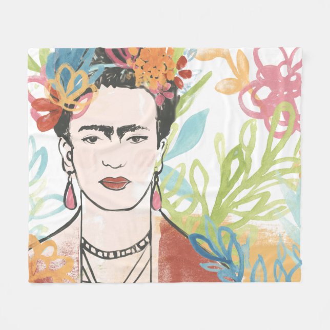 Portrait von Frida Kahlo Fleecedecke (Vorderseite (Horizontal))