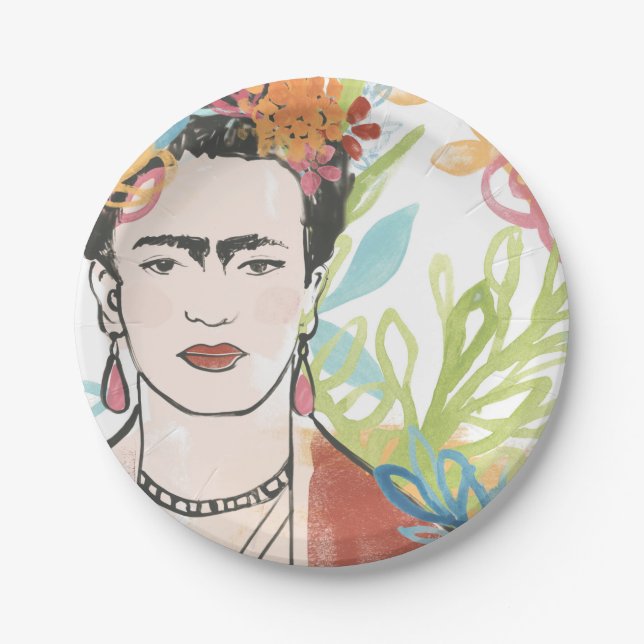 Portrait von Frida Kahlo Pappteller (Vorderseite)