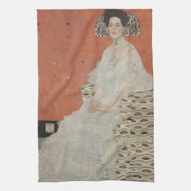 Portrait von Fritza Riedler von Gustav Klimt Geschirrtuch (Vertikal)