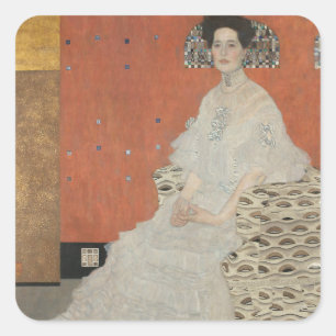 Portrait von Fritza Riedler von Gustav Klimt Quadratischer Aufkleber
