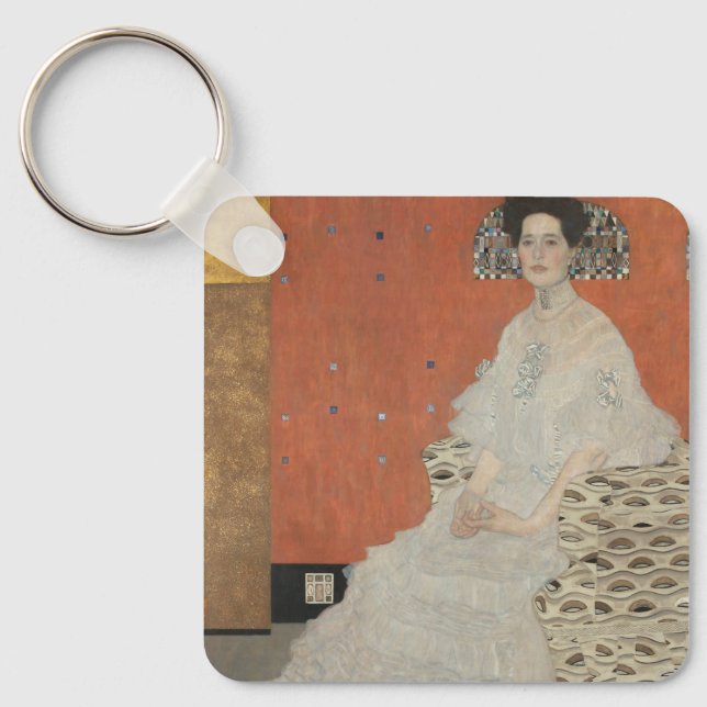 Portrait von Fritza Riedler von Gustav Klimt Schlüsselanhänger (Vorderseite)