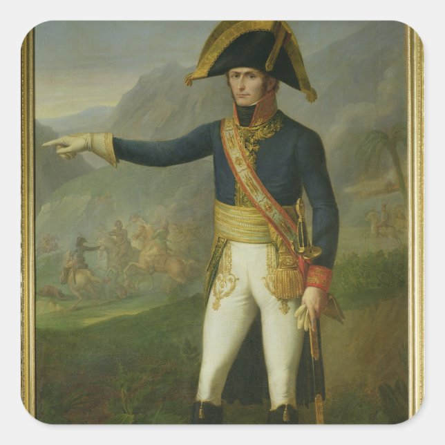 Portrait von General Charles Victor Quadratischer Aufkleber (Vorderseite)