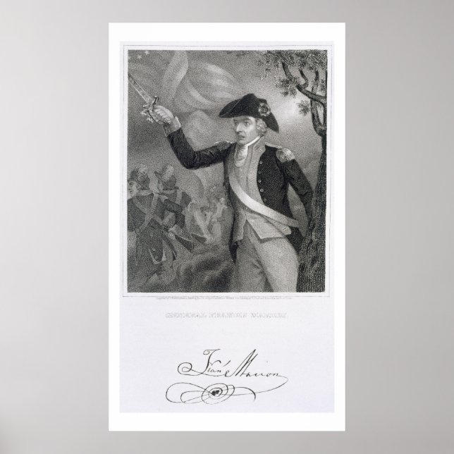 Portrait von General Francis Marion im Gefecht Poster (Vorne)