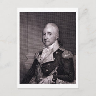 Portrait von Generalmajor John Brooks, in Gravur v Postkarte
