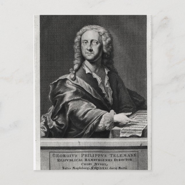 Portrait von Georg Philipp Telemann Postkarte (Vorderseite)