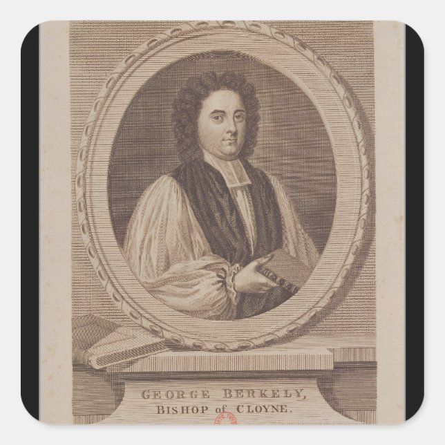 Portrait von George Berkeley Bishop Quadratischer Aufkleber (Vorderseite)