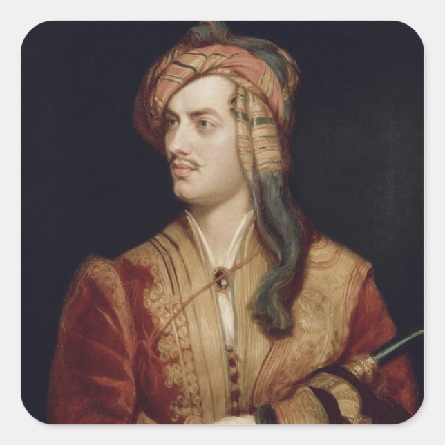 Portrait von George Gordon (1788-1824) 6. Baron By Quadratischer Aufkleber (Vorderseite)