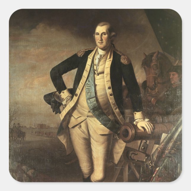 Portrait von George Washington, 1779 Quadratischer Aufkleber (Vorderseite)