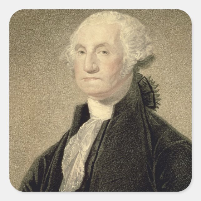 Portrait von George Washington, eingraviert von Wi Quadratischer Aufkleber (Vorderseite)
