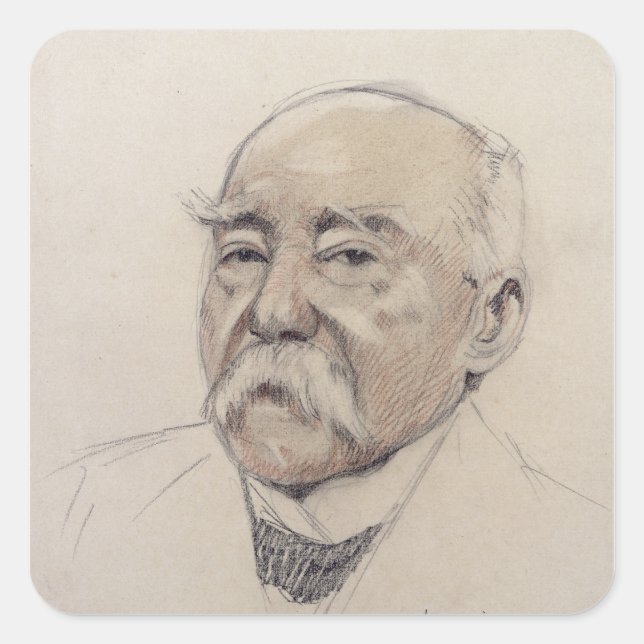 Portrait von Georges Clemenceau Quadratischer Aufkleber (Vorderseite)