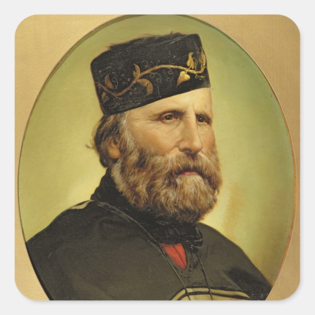 Portrait von Giuseppe Garibaldi Quadratischer Aufkleber (Vorderseite)