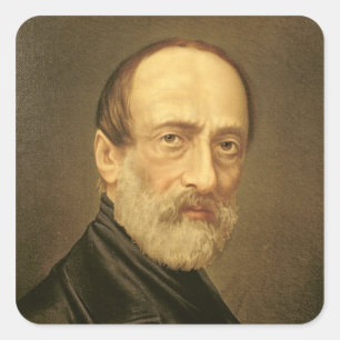 Portrait von Giuseppe Mazzini Quadratischer Aufkleber