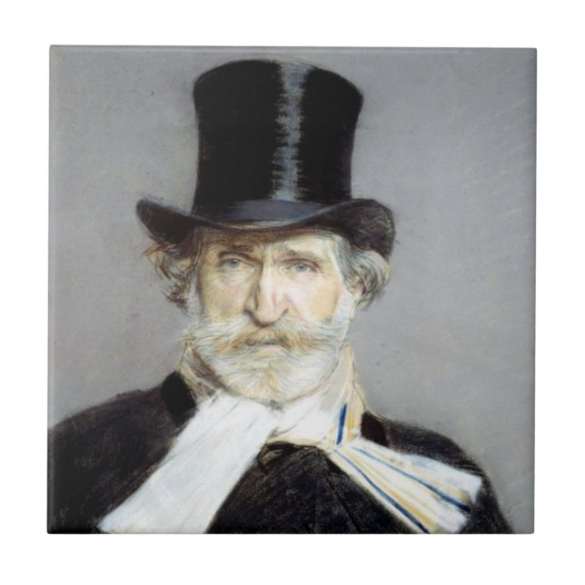Portrait von Giuseppe Verdi, italienischer Opernko Fliese (Vorderseite)