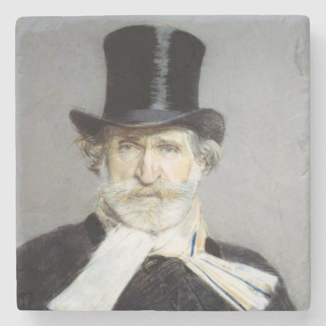 Portrait von Giuseppe Verdi, italienischer Opernko Steinuntersetzer (Vorderseite)