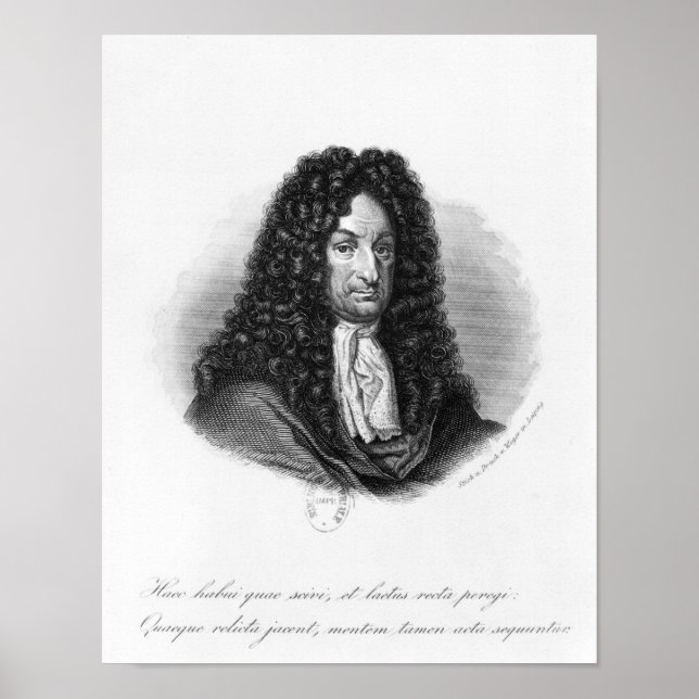 Portrait von Gottfried Wilhelm Baron de Leibniz Poster (Vorne)
