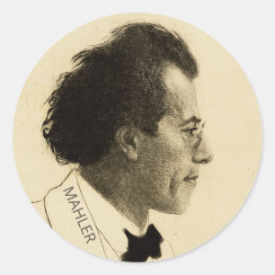 Portrait von Gustav Mahler (1902) Runder Aufkleber