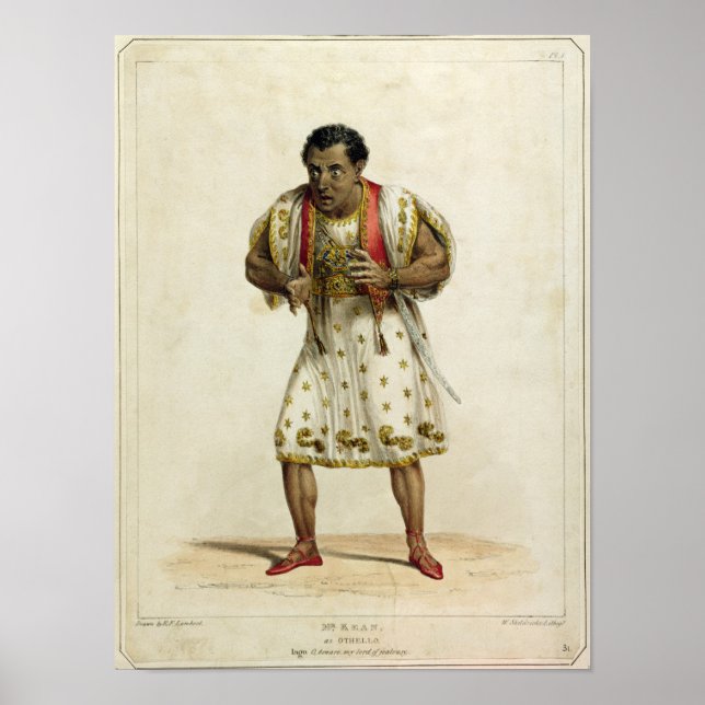 Portrait von Herrn Edmund Kean als Othello Poster (Vorne)