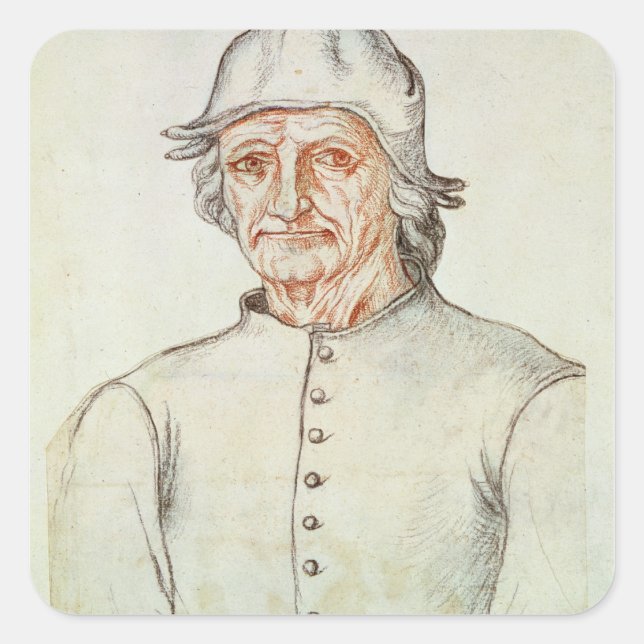 Portrait von Hieronymus Bosch Quadratischer Aufkleber (Vorderseite)