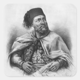 Portrait von Ibrahim Pasha, 1840 Quadratischer Aufkleber