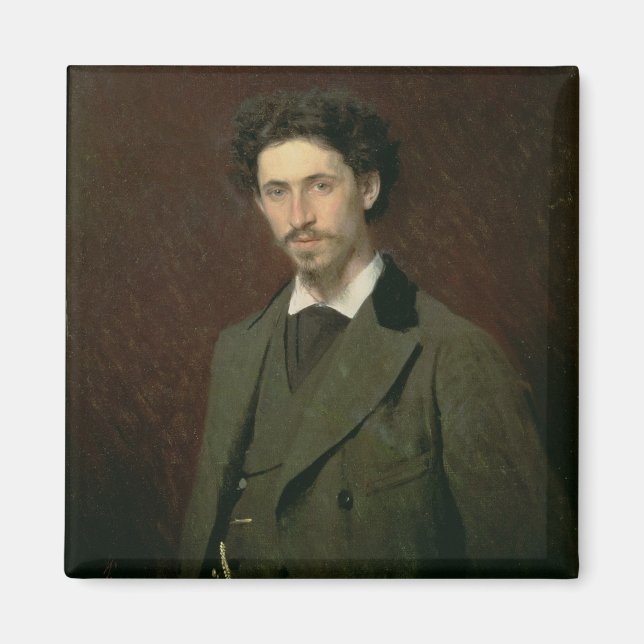 Portrait von Ilya Efimovich Repin, 1876 Magnet (Vorne)