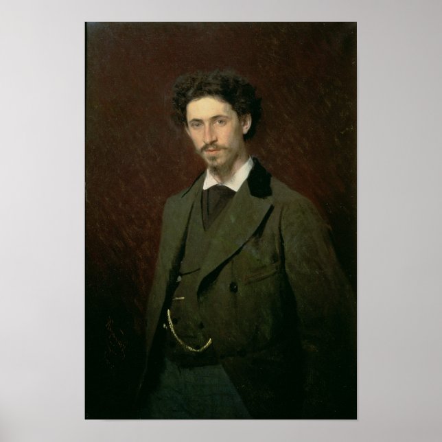 Portrait von Ilya Efimovich Repin, 1876 Poster (Vorne)