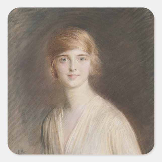 Portrait von Jacqueline Quadratischer Aufkleber (Vorderseite)