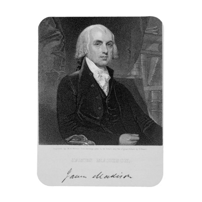 Portrait von James Madison, eingraviert von Willia Magnet (Vertikal)