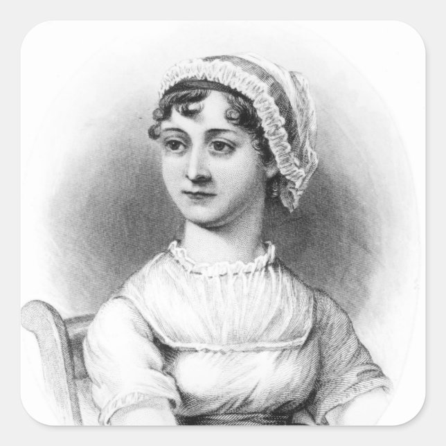 Portrait von Jane Austen Quadratischer Aufkleber (Vorderseite)