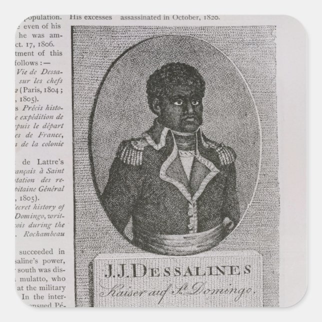 Portrait von Jean-Jacques Dessalines Quadratischer Aufkleber (Vorderseite)