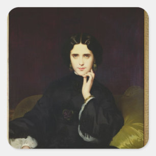 Portrait von Jeanne de Tourbay 1862 Quadratischer Aufkleber