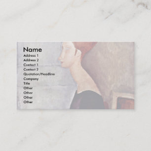 Portrait von Jeanne Hébuterne in dunklen Kleider Visitenkarte